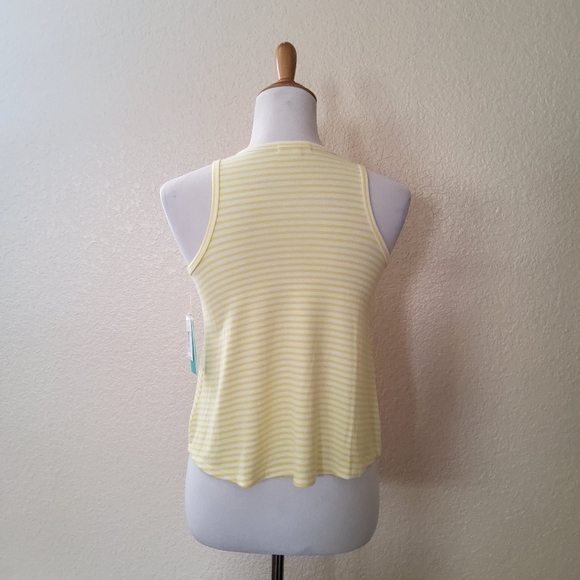 Copper Key Button Front Striped Sleeveless SwingTank Top Size M Yellow New - Picture 3 of 8